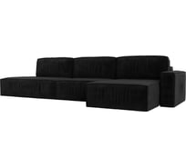 Угловой диван Лига диванов Прага модерн лонг правый угол полностью велюр черный 116590