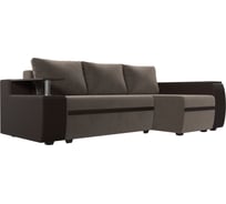 Угловой диван Лига диванов Ричмонд основа велюр коричневый, компаньон экокожа коричневая 115002