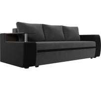 Прямой диван Лига диванов Ричмонд основа велюр серый, компаньон экокожа черная, подушки велюр серый 114975