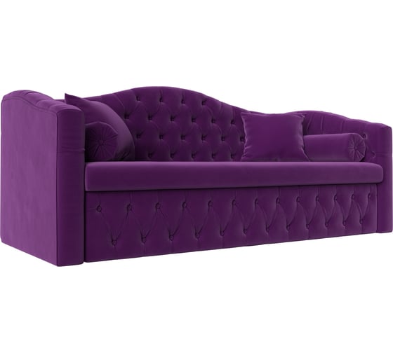 Прямой диван Лига диванов Мечта полностью микровельвет фиолетовый 112864 1