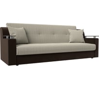 Прямой диван Лига диванов книжка Сенатор основа рогожка Корфу 02, компаньон микровельвет коричневый 110129