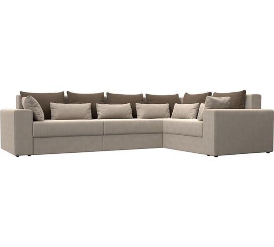 Угловой диван Лига диванов Майами Long правый полностью рогожка бежевая, подушки рогожка КОР/беж/беж 114844 1