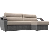 Угловой диван Лига диванов Форсайт правый основа рогожка бежевая, компаньон рогожка серая 111603