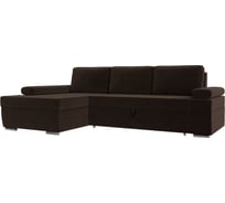 Угловой диван Лига диванов Канкун левый угол полностью микровельвет коричневый 118218L