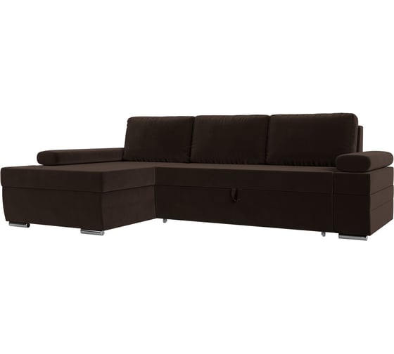 Угловой диван Лига диванов Канкун левый угол полностью микровельвет коричневый 118218L 1