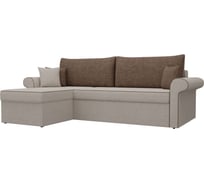 Угловой диван Лига диванов Милфорд угол левый полностью рогожка бежевая, кант рогожка коричневая, подушки рогожка КОР/кор/беж 29053L