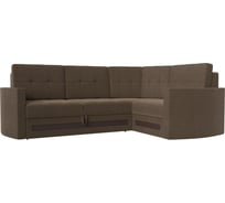 Угловой диван Лига диванов Белла правый полностью рогожка коричневая 117653