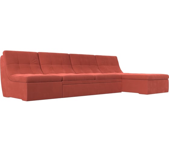 Угловой модульный диван Лига диванов Холидей полностью микровельвет коралловый 112659 1