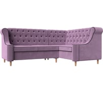 Угловой диван Лига диванов Бронкс угол правый полностью микровельвет сиреневый, кант микровельвет коричневый 107300