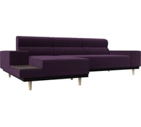 Угловой диван Лига диванов Леонарло левый угол полностью велюр фиолетовый 116922L