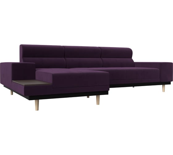 Угловой диван Лига диванов Леонарло левый угол полностью велюр фиолетовый 116922L 1