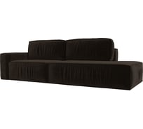 Прямой диван Лига диванов Прага модерн подлокотник слева полностью Микровельвет Коричневый 116800L