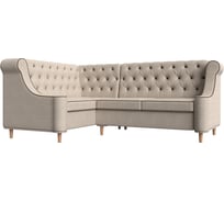 Угловой диван Лига диванов Бронкс угол левый полностью рогожка бежевая, кант рогожка коричневая 104580L