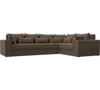 Угловой диван Лига диванов Майами Long правый полностью рогожка коричневая, подушки КОР/кор/кор 114851