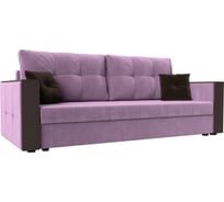 Прямой диван Лига диванов Валенсия Лайт полностью микровельвет сиреневый, подушки микровельвет СЕР/кор 117224