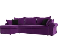 Угловой диван Лига диванов Элис левый полностью микровельвет фиолетовый, кант микровельвет черный, подушки микровельвет ФИО/фио/черн 110273L
