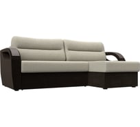 Угловой диван Лига диванов Форсайт правый основа рогожка Корфу 02, компаньон микровельвет коричневый 111598