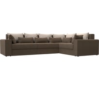 Угловой диван Лига диванов Майами Long правый полностью рогожка коричневая, подушки рогожка БЕЖ/кор/кор 114848