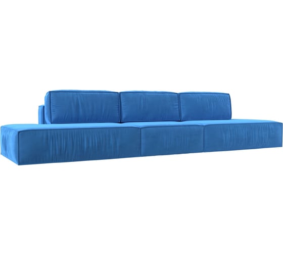Прямой диван Лига диванов Прага лофт лонг полностью велюр голубой 116662 1