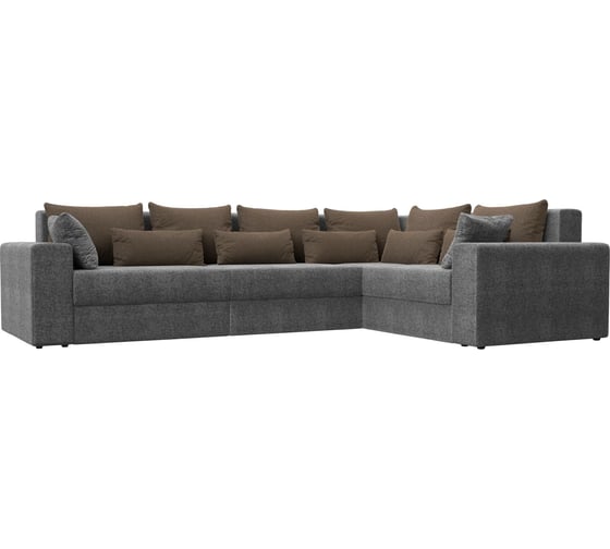 Угловой диван Лига диванов Майами Long правый полностью рогожка серая, подушки рогожка КОР/кор/сер 114837 1