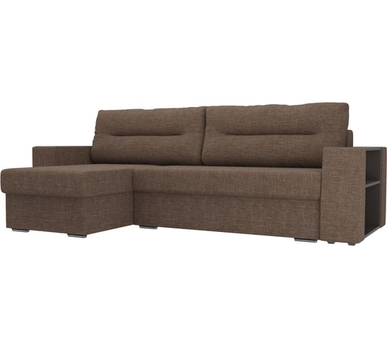 Угловой диван Лига диванов Эридан левый полностью рогожка коричневая 102096L 1