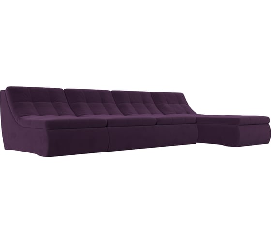 Угловой модульный диван Лига диванов Холидей полностью велюр фиолетовый 105164 1