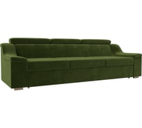 Прямой диван Лига диванов Линдос полностью микровельвет зеленый 118318