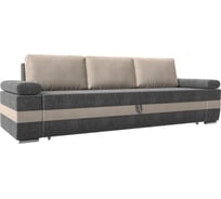 Прямой диван Лига диванов Канкун основа рогожка серая, вставка рогожка бежевая, подушки рогожка бежевая 118295