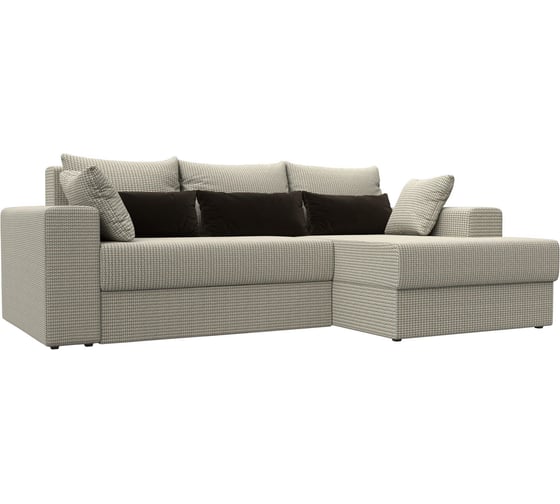 Угловой диван Лига диванов Майами правый основа рогожка Корфу 02, подушки рогожка К-02/микровельвет кор/рогожка к-02 114944 1