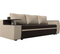 Прямой диван Лига диванов Ричмонд основа экокожа коричневая, компаньон экокожа бежевая, подушки экокожа бежевая 114996