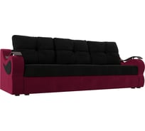 Прямой диван Лига диванов Меркурий еврокнижка основа микровельвет черный, компаньон микровельвет бордовый 111354