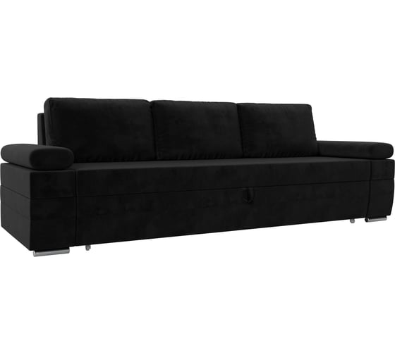 Прямой диван Лига диванов Канкун полностью велюр черный 118263 1