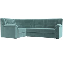 Угловой диван Лига диванов Карелия левый угол полностью Велюр бирюзовый 113341L