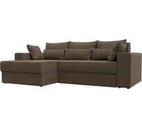 Угловой диван Лига диванов Майами левый полностью рогожка коричневая, подушки рогожка Кор/кор/кор 114929L