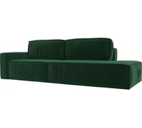 Прямой диван Лига диванов Прага модерн подлокотник слева полностью Велюр Зеленый 116790L