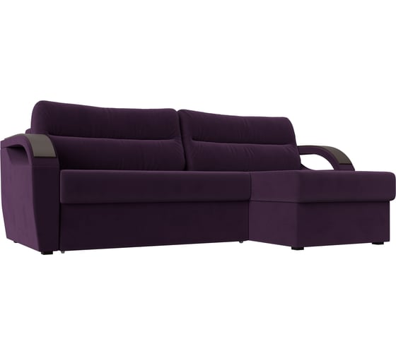 Угловой диван Лига диванов Форсайт правый полностью велюр фиолетовый 111572 1