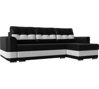 Угловой диван Лига диванов Честер правый основа экокожа черная, компаньон экокожа белая 110158
