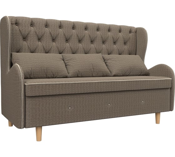 Прямой диван Лига диванов Сэймон Люкс полностью рогожка Корфу 03, кант микровельвет бежевый 105403 1