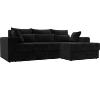Угловой диван Лига диванов Майами правый основа велюр черный, подушки велюр ЧЕРН/черн/черн 114924
