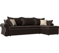 Угловой диван Лига диванов Элис правый полностью экокожа коричневая, кант экокожа бежевая, подушки экокожа КОР/кор/беж 110281