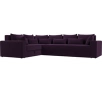 Угловой диван Лига диванов Майами Long левый полностью велюр фиолетовый, подушки велюр ФИО/фио/фио 114864L