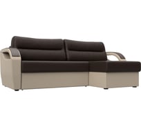 Угловой диван Лига диванов Форсайт правый основа экокожа коричневая, компаньон экокожа бежевая 111664