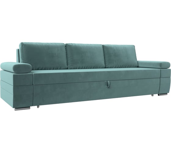 Прямой диван Лига диванов Канкун полностью велюр бирюзовый 118251 1