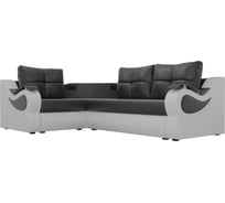 Угловой диван Лига диванов Митчелл левый основа экокожа черная, компаньон экокожа белая 107582L