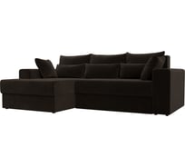 Угловой диван Лига диванов Майами левый основа микровельвет коричневый, подушки микровельвет КОР/кор/кор 114902L