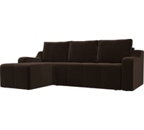 Угловой диван Лига диванов Элида левый полностью микровельвет коричневый 108680L
