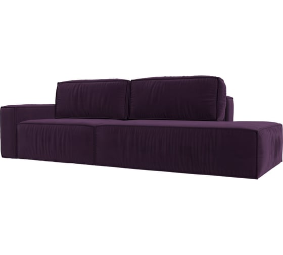 Прямой диван Лига диванов Прага модерн подлокотник слева полностью Велюр Фиолетовый 116793L 1