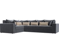 Угловой диван Лига диванов Майами Long левый полностью велюр серый, подушки велюр СЕР/беж/сер 114885L