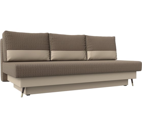 Прямой диван Лига диванов Самана основа рогожка корфу 03, царга экокожа бежевая, подушки рогожка корфу 03, вставка экокожа бежевая 118033 1