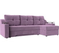 Угловой диван Лига диванов Сенатор правый полностью микровельвет сиреневый 112274